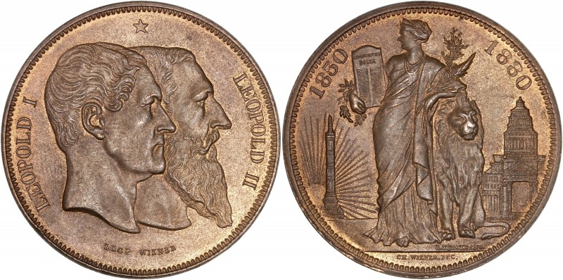 Leopold II (1865-1909) - Medallic (5 Francs)
1880 - Copper
A/ LEOPOLD I - LEOPOL...