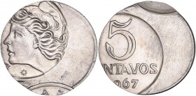 Republic (1967-present) - 5 centavos,
1967 - Stainless steel
A/ BRASIL
R/ 5 CENTAVOS 1967
Reference : KM.577
3,99 grs - 22,00 mm - SPL - Double Stuck