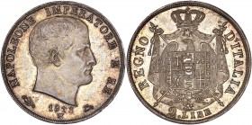 Napoleon I (1805-1814) - 2 Lire,
1813 V over M - Silver
A/ NAPOLEONE IMPERATORE E RE - 1813 V
R/ REGNO D'ITALIA - 2 LIRE
Reference : Pag.21b
10,00 grs...