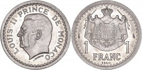 Louis II (1922-1949) - 1 Franc,
ND (1943) - Aluminium
A/ LOUIS II PRINCE DE MONACO
R/ 1 FRANC - ESSAI
�Reference : G. MC131
1,28 grs - 23,00 mm - FDC ...