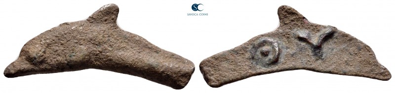 Scythia. Olbia circa 525-350 BC. 
Cast dolphin Æ

26 mm, 1,41 g



very f...