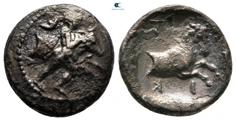 Thessaly. Trikka circa 440-400 BC. 
Fourrée Hemidrachm

16 mm, 2,33 g



...