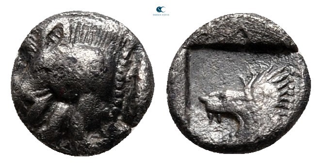 Mysia. Kyzikos circa 525-475 BC. 
Hemiobol AR

7 mm, 0,33 g



very fine