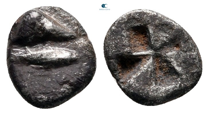 Mysia. Kyzikos circa 500-480 BC. 
Hemiobol AR

8 mm, 0,43 g



very fine