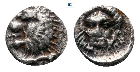 Caria. Hekatomnos 392-377 BC. 
Tetartemorion AR

5 mm, 0,21 g



very fin...