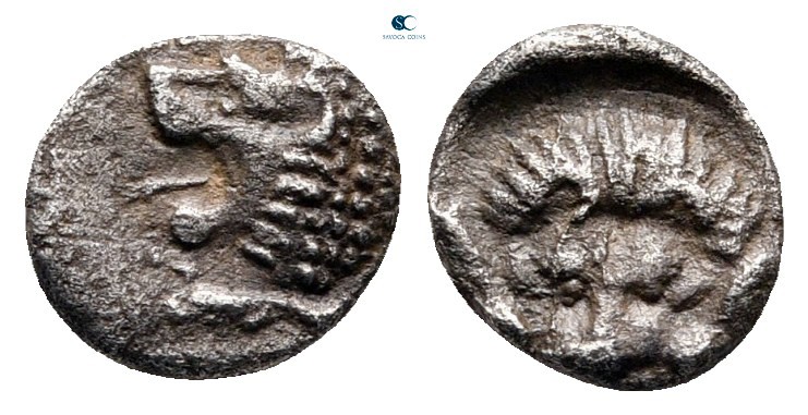 Satraps of Caria. Hekatomnos 392-377 BC. 
Hemiobol AR

7 mm, 0,41 g



ve...