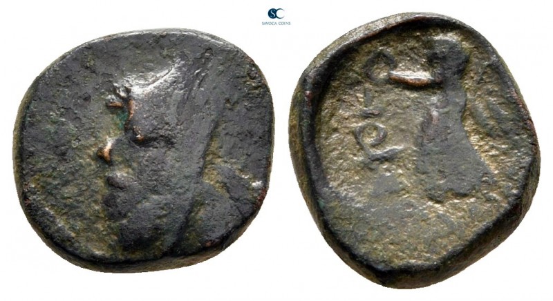 Kings of Sophene. Armenian mint. Mithradates I 150-100 BC. 
Chalkous Æ

12 mm...