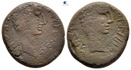 Macedon. Thessalonica. Tiberius, with Divus Augustus AD 14-37. Bronze Æ