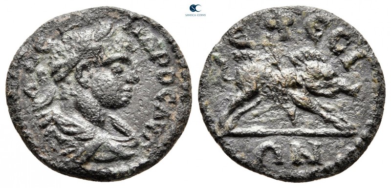 Ionia. Ephesos. Elagabal AD 218-222. 
Bronze Æ

17 mm, 2,47 g



very fin...