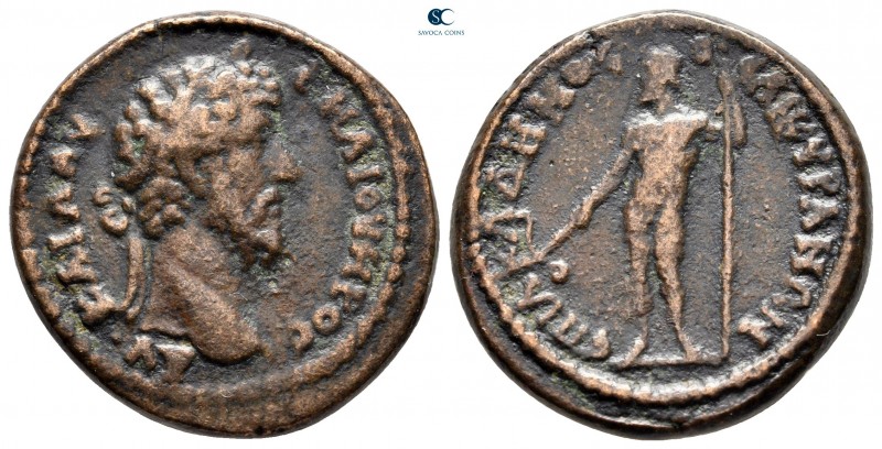 Phrygia. Ankyra. Lucius Verus AD 161-169. L. Klo. Demosthenes, archon
Bronze Æ...