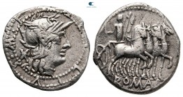 M. Acilius M. f 130 BC. Rome. Denarius AR
