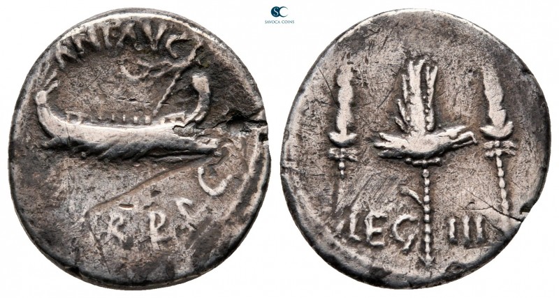 Mark Antony 32-31 BC. Military mint moving with M.Antony
Denarius AR

19 mm, ...