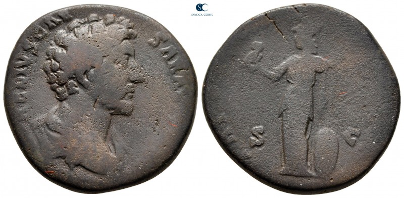 Marcus Aurelius, as Caesar AD 139-161. Rome
Sestertius Æ

31 mm, 19,71 g

...