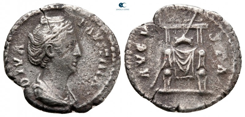 Diva Faustina I AD 140-141. Rome
Denarius AR

18 mm, 2,84 g



nearly ver...