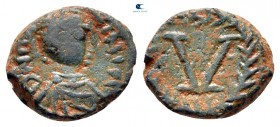 Justinian I AD 527-565. Imitative (Sicilian?) mint. Pentanummium Æ
