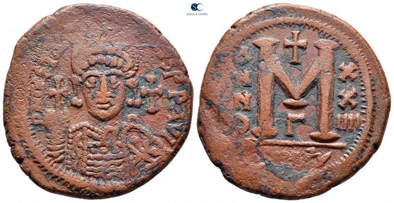 Justinian I AD 527-565. Theoupolis (Antioch)
Follis or 40 Nummi Æ

33 mm, 19,...