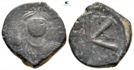 Maurice Tiberius AD 582-602. Thessalonica. Half Follis or 20 Nummi Æ