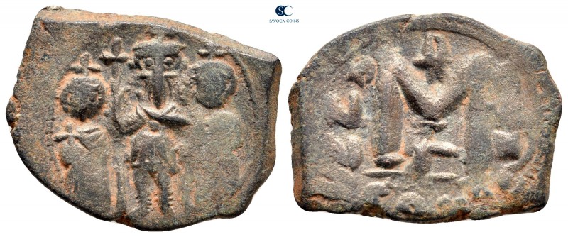 Heraclius & H.Constantine & Martina AD 610-641. Constantinople
Follis or 40 Num...