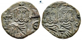 Constantine V Copronymus, with Leo IV AD 741-775. Syracuse. Follis Æ