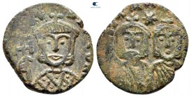 Theophilus, with Michael III AD 829-842. Syracuse. Nummus Æ