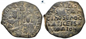 Basil I the Macedonian, with Constantine AD 867-886. Constantinople. Follis Æ