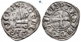 Philippe de Taranto AD 1307-1313. Glarenza . Denier Tournois BI