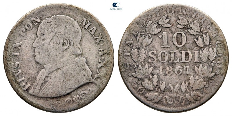 Italy. Papal State, Vatikan. Pius IX AD 1846-1878.
10 Soldi 1867

18 mm, 2,25...