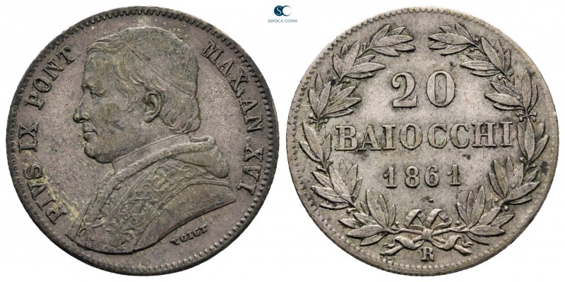 Italy. Papal State, Vatikan. Pius IX AD 1846-1878.
20 Baiocchi 1861

25 mm, 5...