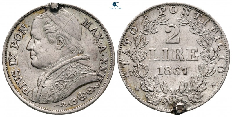 Italy. Papal State, Vatikan. Pius IX AD 1846-1878.
2 Lire 1867

28 mm, 10,01 ...