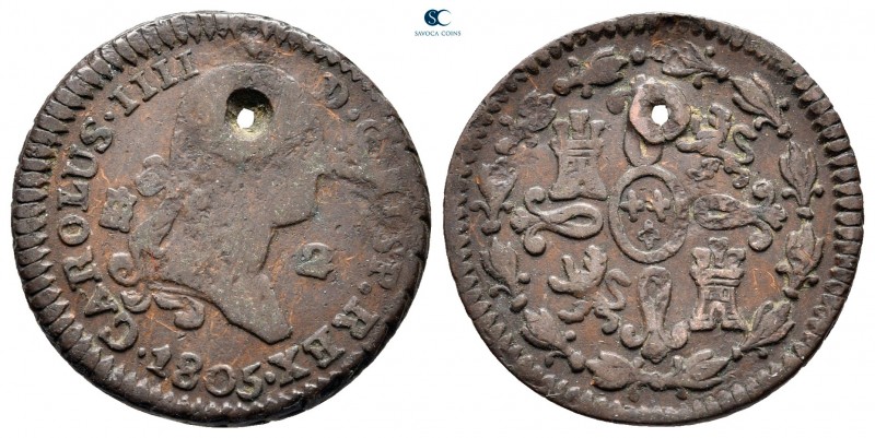 Spain. Madrid. Charles IIII AD 1788-1808.
2 Maravedis Æ

20 mm, 2,40 g


...
