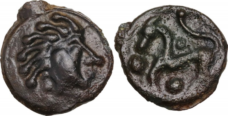 Celtic World. Northwest Gaul, Aulerci Eburovices. Potin Unit. Circa 100-50 BC. O...