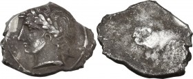 Greek Italy. Etruria, Populonia. AR 10-Asses, 3rd century BC. Obv. Laureate male head left; behind, X. Linear border. Rev. Blank, with a shallow protu...
