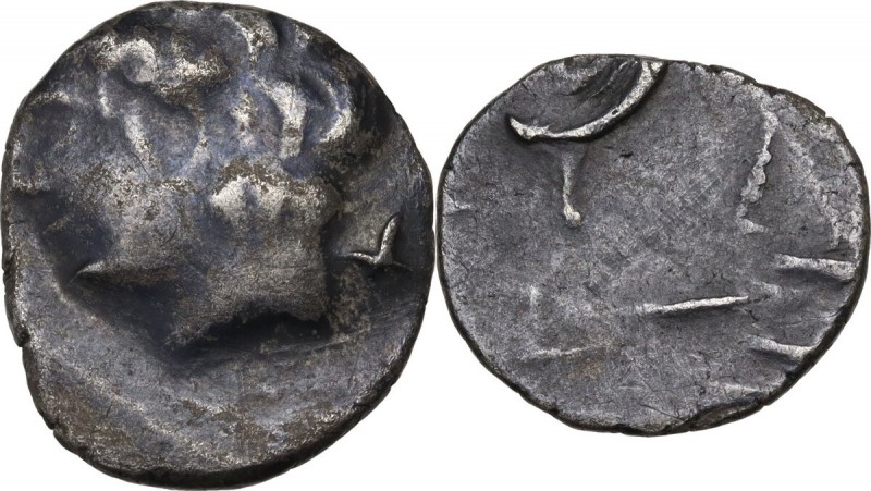 Greek Italy. Etruria, Populonia. AR 5-Asses, 3rd century BC. Obv. Young male hea...