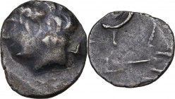 Greek Italy. Etruria, Populonia. AR 5-Asses, 3rd century BC. Obv. Young male head left; behind, X. Rev. Blank (?) (irregular lines). Cf. Vecchi EC 91 ...