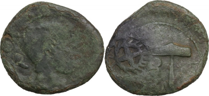 Greek Italy. Etruria, Populonia. AE Triens of 10-Units, late 3rd century BC. Obv...