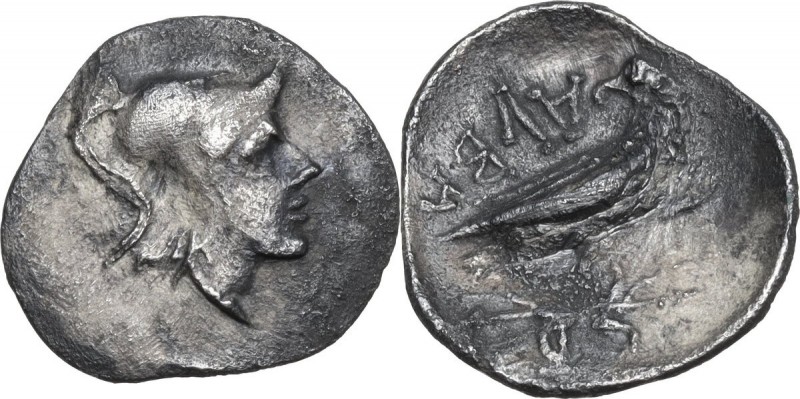 Greek Italy. Central Italy, Alba Fucens. AR Obol, c. 280-275 BC. Obv. Head of Mi...