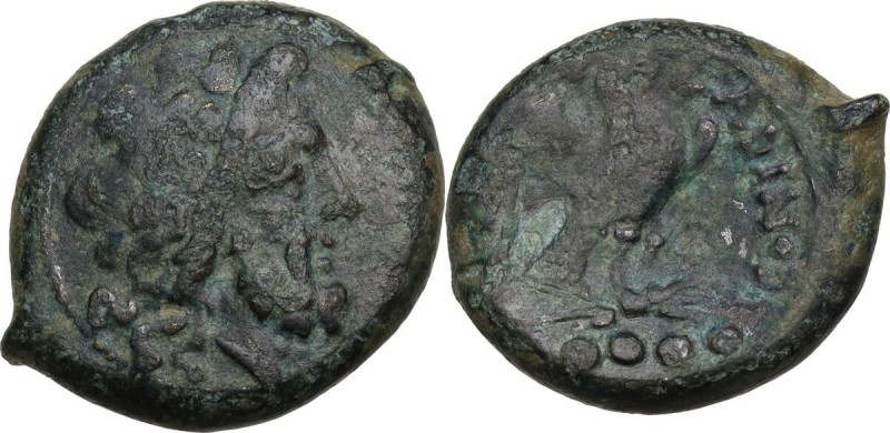 Greek Italy. Eastern Italy, Larinum. AE Quadrunx, c. 210-175 BC. Obv. Laureate h...