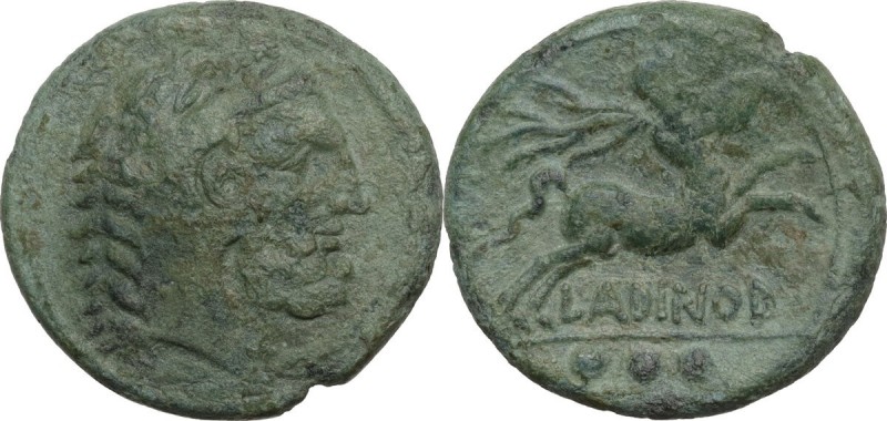 Greek Italy. Eastern Italy, Larinum. AE Teruncius, c. 210-175 BC. Obv. Head of H...