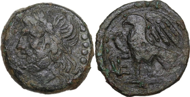 Greek Italy. Northern Apulia, Venusia. AE Quincunx, c. 210-200 BC. Obv. Laureate...