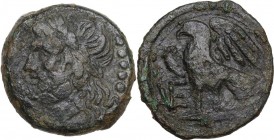 Greek Italy. Northern Apulia, Venusia. AE Quincunx, c. 210-200 BC. Obv. Laureate head of Jupiter left; behind, five pellets. Rev. Eagle standing left ...