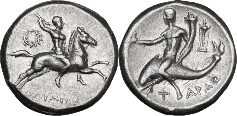 Greek Italy. Southern Apulia, Tarentum. AR Nomos, Reduced standard, c. 240-228 B...