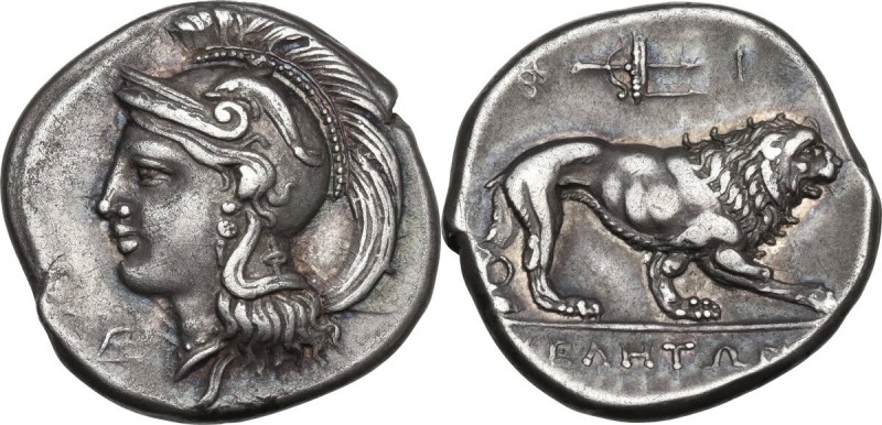 Greek Italy. Northern Lucania, Velia. AR Didrachm, c. 300-280 BC. Obv. Head of A...