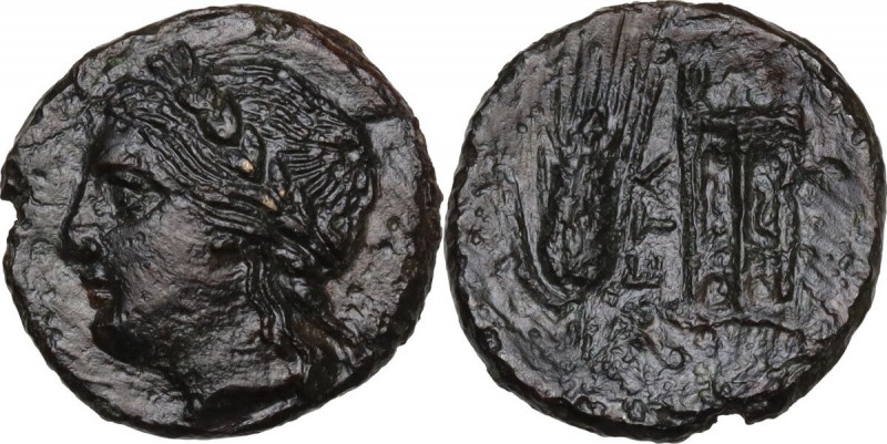 Greek Italy. Southern Lucania, Metapontum. AE 16 mm. Circa 300-250 BC. Obv. Laur...