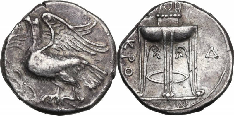 Greek Italy. Bruttium, Kroton. AR Stater, c. 350-300 BC. Obv. Eagle standing lef...