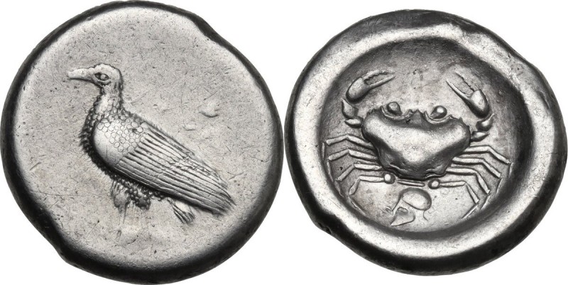Sicily. Akragas. AR Didrachm, c. 495-480/78 BC. Obv. [ΑΚΡΑ] Eagle standing left ...