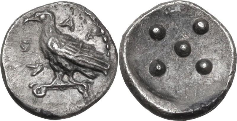 Sicily. Akragas. AR Pentonkion, c. 470-420 BC. Obv. AKPA. Sea eagle standing lef...