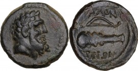 Sicily. Alontion. AE 10 mm. c. 240-210 BC. Obv. Bearded head of Herakles right. Rev. ΑΛΟΝ/ΤΙΝΩΝ. Bow above club. CNS I 6mv1; HGC 2 219; Campana 16. AE...