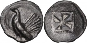 Sicily. Himera. AR Litra, c. 515-500 BC. Obv. Hen standing left. Rev. Mill-sail pattern within incuse square. SNG Cop. 297; Kraay, Archaic Himera, 296...
