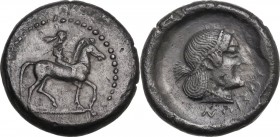 Sicily. Syracuse. Gelon I (485-478 BC). AR Drachm. Obv. Naked youth horseman riding right. Rev. ΣΥΡΑΚΟΣΙΟΝ. Head of Arethusa right, hair in the back o...