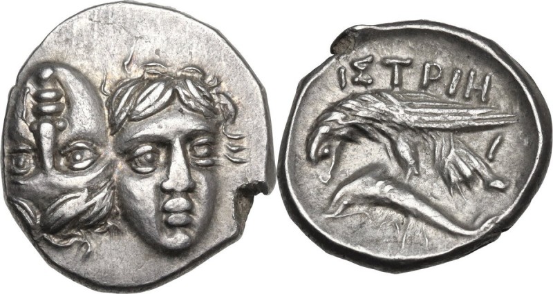 Continental Greece. Moesia, Istros. AR Drachm, c. 4th century BC. Obv. Facing ma...